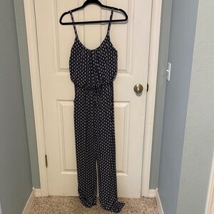 Kaileigh Dark Blue Geometric Jumpsuit